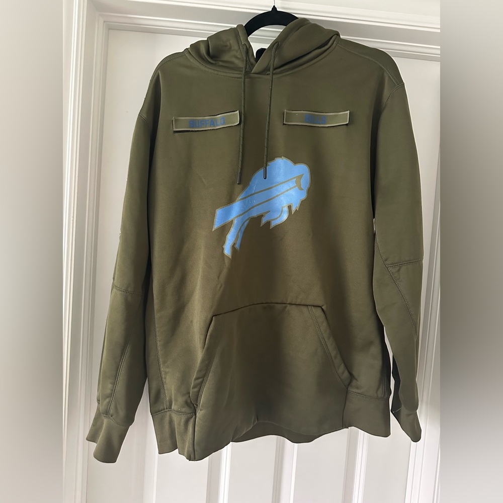 NFL Olive Green Hoodie with Light Blue Buffalo Logo